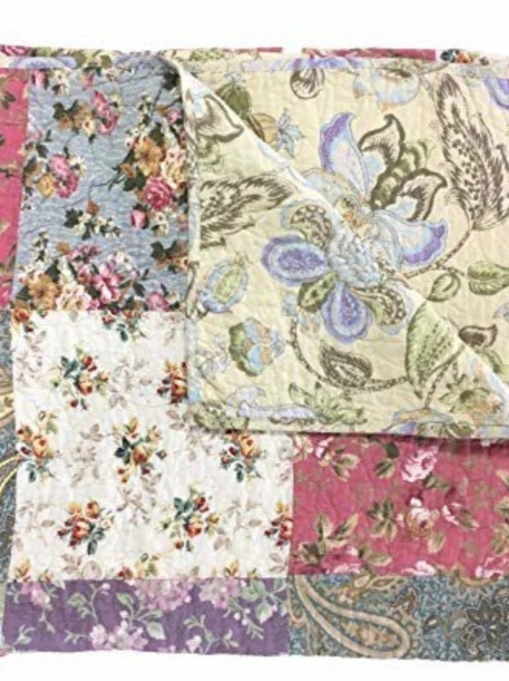 Floral Patchwork Quilt in Multicolor Like New Ji28